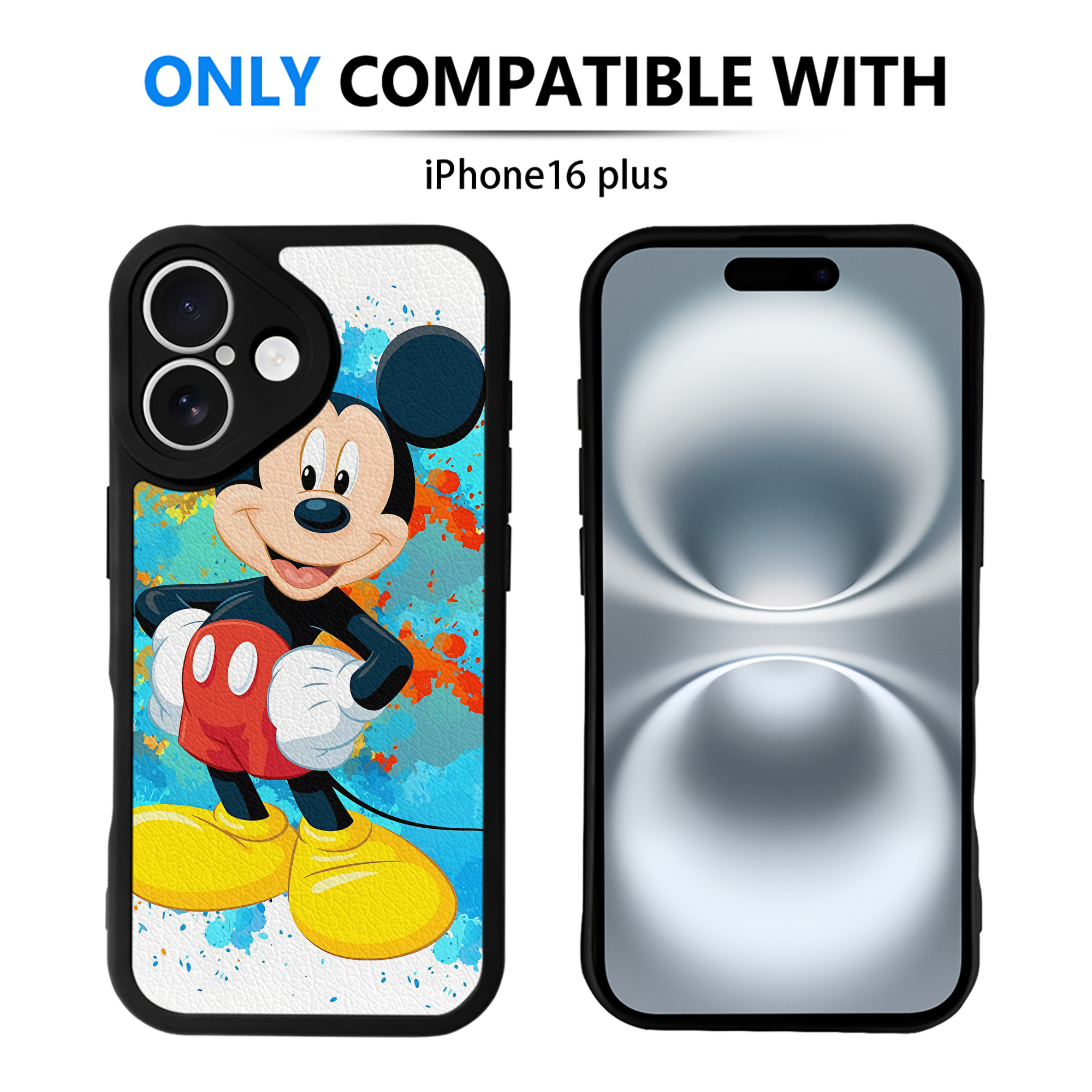（画像用） ミッキーマウス Mickey Mouse 【iPhone 16シリーズ対応】シリコンスマホケース（レザー調） 材質：シリコン